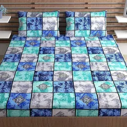 METRO LIVING Blue & Grey Printed Microfiber 125 TC Queen Bedsheet Set 2.35 m x 2.10 m-image-3