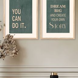 Kotart Brown & Green 2 Pieces Motivational Quote Printed Wooden Wall Arts-picture-35