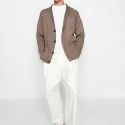 Trendyol Men Solid Notch Lapel Collar Cardigan image 4