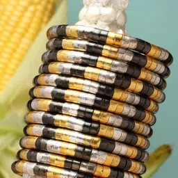 Moedbuille Gold-Plated Layered Design Dual-Toned Tribal Cuff Bracelet-picture-28