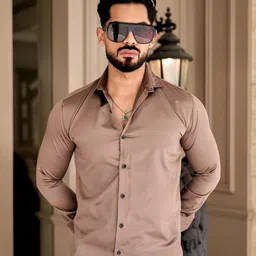 VORTEX Men Premium Slim Fit Solid Spread Collar Satin Casual Shirt-picture-30