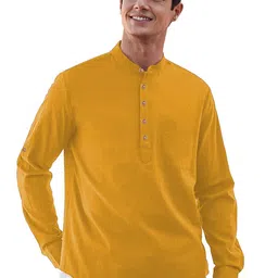 APEKTRA Mandarin Collar Roll-Up Sleeves Straight Short Kurta-picture-37