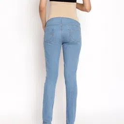 Kriti Full Length Maternity Jeans With Tummy Hug - Light Blue image 2