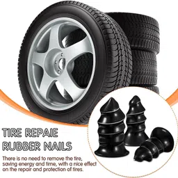 jk beauty 24 Pcs Tire Repair Nails Black Tire Repair Rubber Screws Soft Rubber Screw Tubeless Tyre Puncture Repair Kit image 4