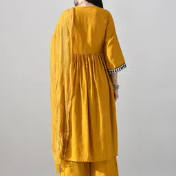 Myshka Ethnic Motifs V-Neck Empire A-Line Kurta With Palazzos & Dupatta image 4