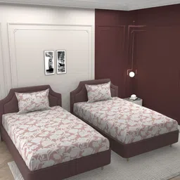 Bromwick Pink Floral 160 TC 2 Single Bedsheet with 2 Pillow Covers-picture-40
