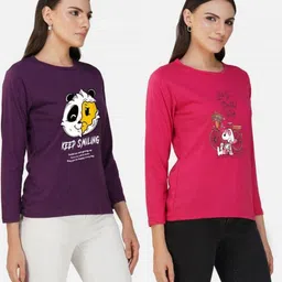 Metronaut Women 2 Printed Bio Finish Applique T-shirt image 2