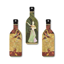 ArtVibes Set Of 3 Green & Yellow Printed Wooden Wall HangingDecor image 5