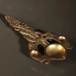 Exotic India Gold-Toned Brass Aarti Diya With Handle image 2