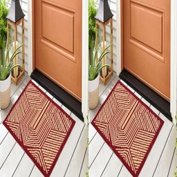Myntra Elegant Homes 2-Pcs Red Striped Cotton Rectangular Anti-Slip Doormats-picture-28