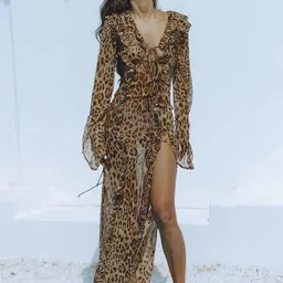 LULU & SKY Women Animal Printed Ruffled Maxi Dress-picture-10