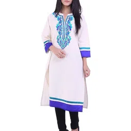 Inara Robes Cotton Flared Sleeves V-Neck Straight Thread Work Kurta-picture-21