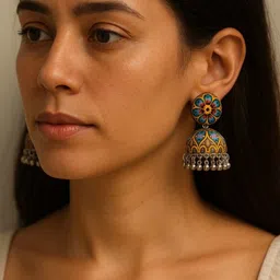 szn Printed Jhumki Dome Shape Earring-picture-29