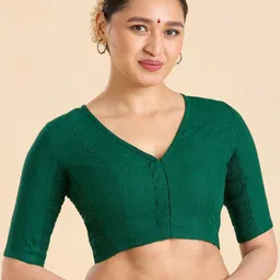 Studio Shringaar Pure Cotton V-Neck Stretchable Saree Blouse-image-76