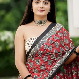 KALINI Ethnic Motifs Silk Cotton Block Print Saree image 2