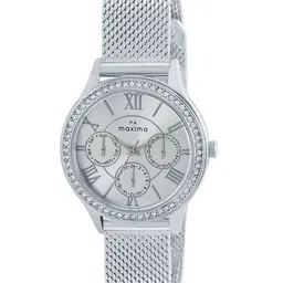 maxima Women Embellished Dial & Stainless Steel Straps Analogue Watch 60350CMLI-image-4