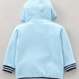 Babyoye Full Sleeves Cotton Blend Hooded Sweatshirt Winter Print - Blue image 3