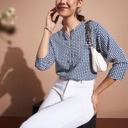 DressBerry Checked Crepe Blouson Top image 2