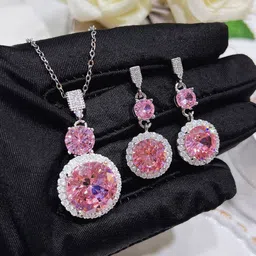 Designs & You Silver Plated Cubic Zirconia Studded Jewellery Set-picture-26