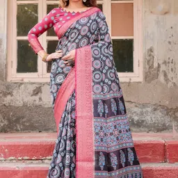 ALMAARI FASHION Ethnic Motifs Printed Banarasi Saree image 5