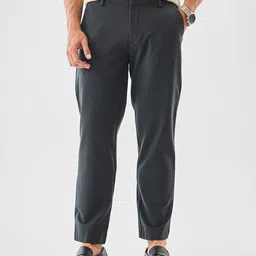 Snitch Men Black Mid-Rise Slim Fit Trouser-image-67