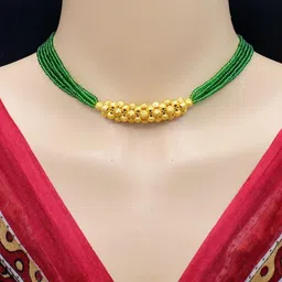 soni designs Maharashtrian Tanmaniya Wedding marathi Mani Mala Thushi Mangalsutra for Women image 1