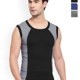 Sporto by Macho Men Pack Of 4 Cotton Colourblocked Gym Vests-picture-28