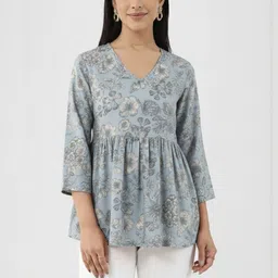 FASTCLO Floral Print Cotton Peplum Top-picture-37