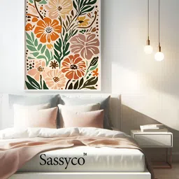 Sassyco Pink & Green 1 Piece Canvas Floral and Botanical Wall Paintings-picture-40
