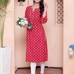 NAVYAAZRI Women Floral Printed Thread Work Kurta image 5