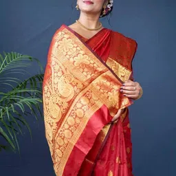 Tekson Ethnic Motifs Zari Saree with Unstitched Blouse Piece image 2