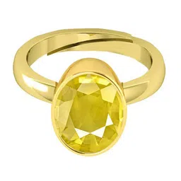 VISHVMA Gold-Plated 4.00 Ratti Sapphire Pukhraj Gem Stone Studded Finger Ring-picture-33