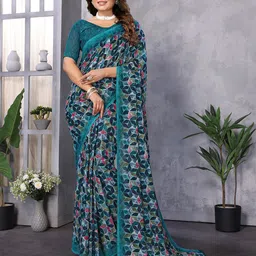 Moda Rapido Printed Saree with Blouse Piece image 1