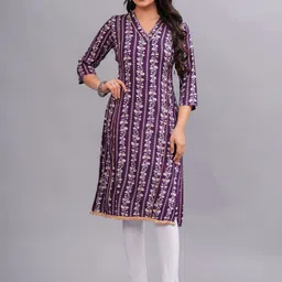 Bachuu Women Floral Printed Screen Print Daily Straight Kurta-picture-42