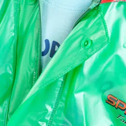 Babyhug Full Sleeves Hooded Raincoat With School Bag Provision Spider Man Print - Green Red image 4