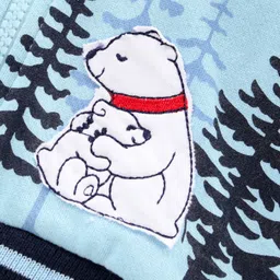 Babyoye Full Sleeves Cotton Blend Hooded Sweatshirt Winter Print - Blue image 4