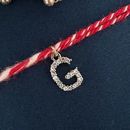 Digital Dress Room G Letter Initial AD Studded Thread Rakhi-picture-18