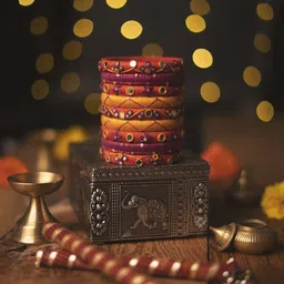 Taasha Craft Set Of 9 Thread Work With Mirror Design And Sequence Bangles-picture-36