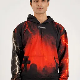 Clazzey Graphic Printed Hooded Long Sleeves Pullover Sweatshirt-image-2