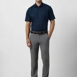 Van Heusen Men Cotton Grid Tattersall Checks Checked Formal Shirt image 4