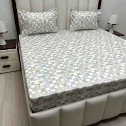 Pure Decor Royal Passion Brown Printed 400TC Pure Cotton Queen Bedsheet Set 2.28m x 2.54m-image-57