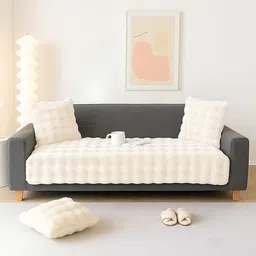 DREAM CARE Cream-Coloured & Cream-Coloured 1 Piece Sofa Cover-picture-25