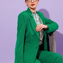 Women Solid Double Breasted Formal Blazer-image-90