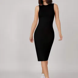 BAESD Women Round Neck Sleeveless Back Slits Detail Bodycon Midi Dress-picture-23