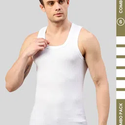 MACHO Pack Of 6 Pure Cotton Scoop Neck Undershirt Vests-picture-14