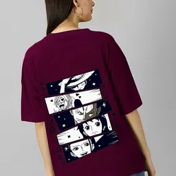 LECOWAR Graphic Printed Round Neck Cotton Drop-Shoulder Sleeves Oversized T-shirt-picture-11