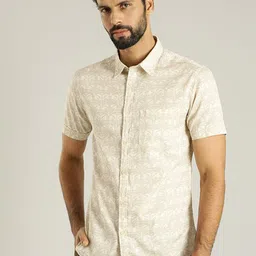 Indian Terrain Men Chiseled Spread Collar Floral Printed Cotton Skinny Fit Casual Shirt-picture-33