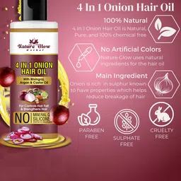 Nature Glow Herbal 4 In 1 Onion Hair Oil - 200 ml image 2