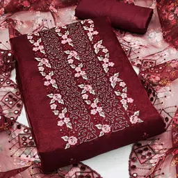 KALINI Embroidered Organza Unstitched Dress Material-picture-18