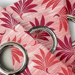 Aura Pink & Maroon Set of 2 Floral Window Curtain image 5